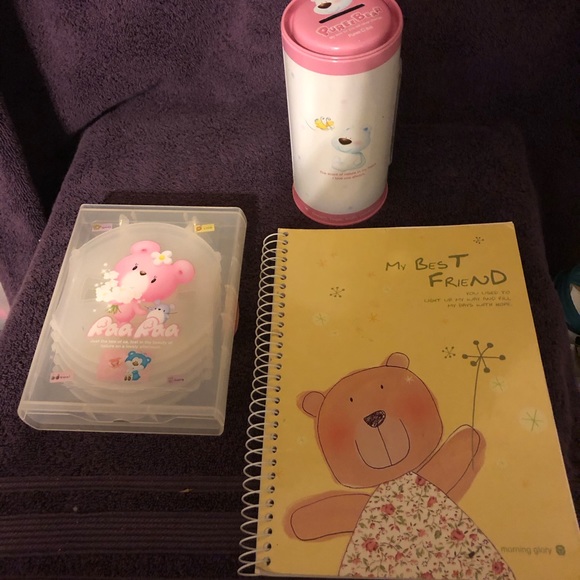 Morning Glory Bear 3 Pc Lot. Bank CD Case & book - Picture 1 of 10